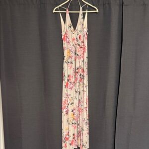 Floral Romper with Maxi Skirt and  Halter Neck